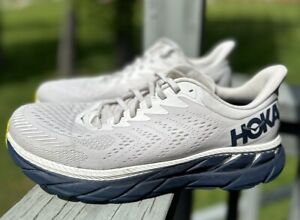 HOKA Men’s Clifton 7 Size 12 White Navy Comfort  Sneakers