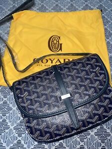 Goyard Belvedere 2 PM Leather Blue Crossbody Messenger Bag