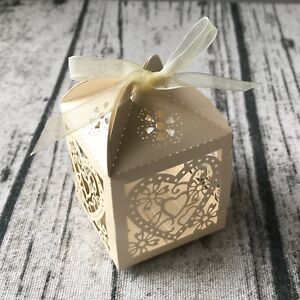 200 Vintage Ivory Love Heart Wedding Favour Box Candy Sweets Chocolate Gift Box