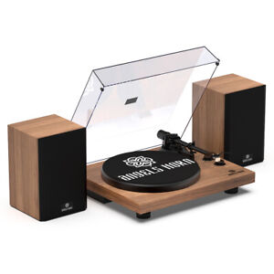 ANGELS HORN Vinyl Record Player Hi-Fi Bluetooth Turntable Players with Speakers