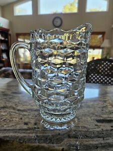 Vintage Indiana Glass Cubist Colony Whitehall Clear Water Pitcher 8