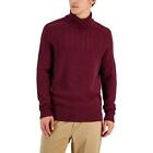Club Room Mens Cable Knit Chunky Turtleneck Sweater Red M