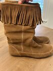 Rampage Ram-Citrine Moccasin Boots With Fringe WS120B Brown Women Size 7