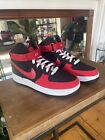 Mens NIKE Air Force 1 MID Black & Red Canvas Basketball Shoes DV3908-900