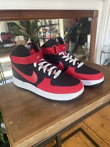 Mens NIKE Air Force 1 MID Black & Red Canvas Basketball Shoes DV3908-900