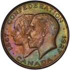 MS64BN 1927 Canada Confederation 60th Anniv. Medal, PCGS Trueview- Pretty Toned