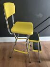 MCM Vintage Bright Yellow Cosco Kitchen Step Stool Chair Pull Out Steps