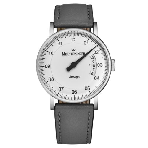 MeisterSinger Men's 'Vintago' Silver Dial Grey Strap Automatic Watch VT901