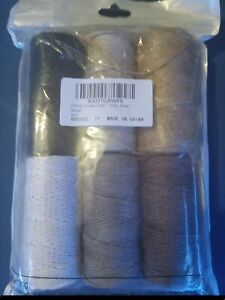 6 Rolls Of Thresd/String Cord New Sealed Gray Khaki Beige Brown Tan Black