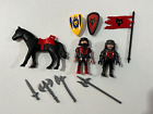 Playmobil Black Wolf Knights, Horse, Flag, Sword, Axes, Shields, Figures