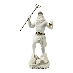 Poseidon Greek God of the Sea Neptune Statue Sculpture Figurine Gold Accents 9in
