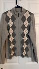 CHARTER CLUB Argyle Cashmere Zip Up Cardigan Sweater Size XL