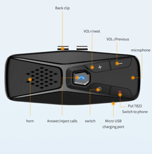 Wireless Car Kit Handsfree Auto Speakerphone Speaker Phone Sun Visor Audio USA