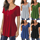 Women Rufle Tunic Tops Blouse Ladies Casual Loose Button Baggy T-shirt Plus Size