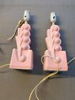 Vintage 12 In Atomic MCM Pink  Abstract  Table Lamp Pair 1950s-60s
