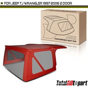 Burgundy Convertible Soft Top with Plastic Window for Jeep Wrangler TJ 1997-2006 (For: More than one vehicle)