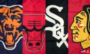 Chicago Bears White Sox Blackhawks Bulls Flag 3x5 ft Sports Banner Man Cave New.