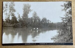 H.H. Bregstone RPPC Canoeing On Embarras River Near Newton, Illinois. Jasper Co.