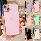 Cute Heart Plating Soft TPU Case For Apple iPhone 15 Pro Max 14 13 12 11 XS XR 8