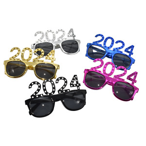 5PCS 2024 Plastic Eyeglasses Happy New Year's Eve Glasses Party Photo Props