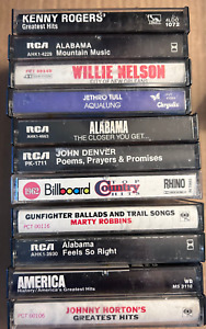 Lot of 11 Country Rock Cassette Tapes - Alabama, Willie Nelson, Jethro Tull, etc