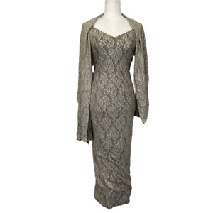 En Francais By Huey Waltzer VTG 80s Glam Gown Dress 2 Pc Set Size 2