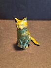 Vintage Miniature Cast Bronze Brass Metal Cat Figurine w/Patina 2.5