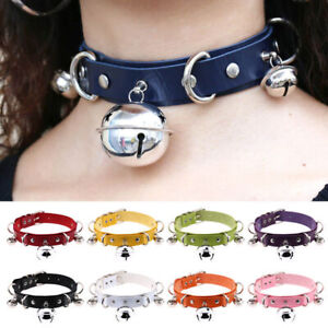 Jewelry Women Leather Chain PU Necklace Punk Gothic  Choker Bell Collar Fashion