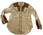 VINTAGE Scully Shirt Women Small Brown Western Pearl Snap Embroidered Cowgirl