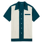 Mens Short Sleeve Rockabilly Bowling Shirt  Dress Shirt Vintage Retro Design