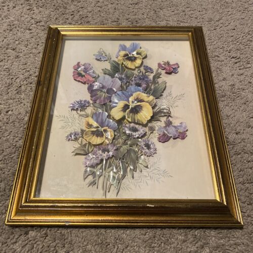 RARE Vintage Robert Laessig Floral Flower 3D Art, Framed! QUALITY! SIGNED!
