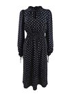 Anne Klein Women's Dot Print Smocked Waist Dress (XXS, Anne Black/Anne White)