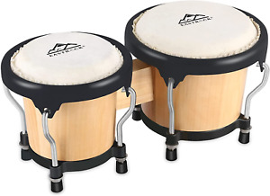Bongo Drum Set Tunable Wood & Metal Drum Percussion Instruments w/Tuning Wrench