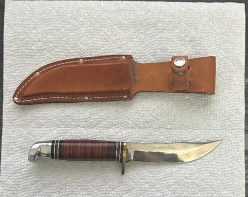 New ListingVintage Western L66 Fixed Blade Hunting Knife With Leather Sheath
