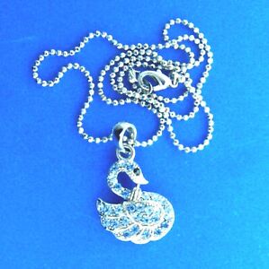 Crystal Swan Pendant Necklace 16 Inch