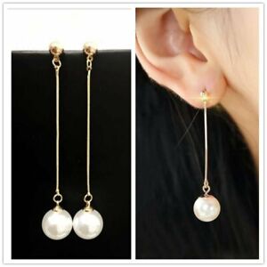 Long Tassel Pearl Earrings Stud Dangle Drop Charm Wedding Women Jewelry Gift New