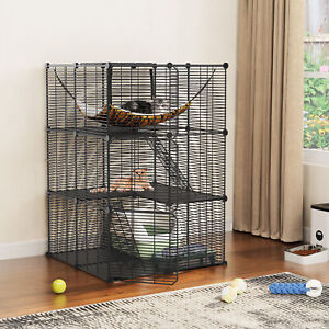 Cat Cage Indoor Cat Enclosures DIY Cat Playpen Metal Kennel with for 1-2 Cats