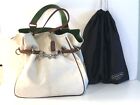 COACH  Textile Jacquard  Fabric Cream Belted Purse Tote w/ Nylon Bag Summer EXC