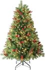 4.5 Ft Amerzest Pre-Lit Premium Tree. Flocked with Pinecones and Berries