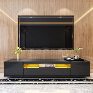 LED TV Stand for 80 Inch High Gloss TV Entertainment Center with Storage