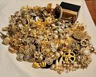 Huge 200+ Pc Lot Vintage Gold Tone Rhinestone Pearl Mixed Jewelry 5 lbs Variety