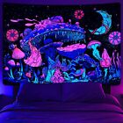 Blacklight Mushroom Tapestry UV Moon and Stars Tapestries Glow in the Dark Pl...