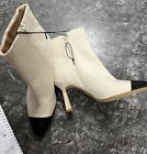 Express Women’s Ankle Boots Ivory & Black Cap Toe Heeled Boots Sz 8