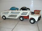 1974 Mighty Tonka Red/White Car Carrier w/ 2 VW Bug Cars!