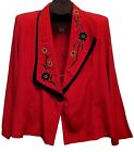 Vintage 80s Western Wear Jacket Womens XL Red Embroidered Floral Blazer Top USA