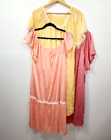 Lot 3 Vintage Lingerie Gown Med Peach Canary Pink 42”-48