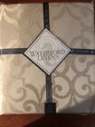 NEW $90 IVORY/ BEIGE WATERFORD  LINEN TABLECLOTH ROUND 90” For 6 To 8 People