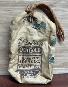 Vintage Old Gold Kimball & Co Fabric Tobacco Bag / Pouch, Very Cool!