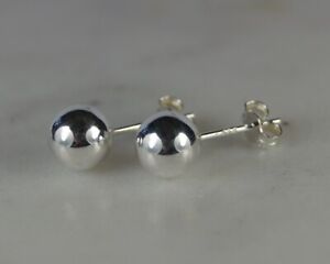 925 Sterling Silver 4mm Round Ball Stud Earrings Polished Butterfly Post Backs