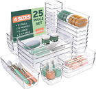 Clear Plastic Drawer Organizers [25 PCS] Drawer Organizer Bins with Non...